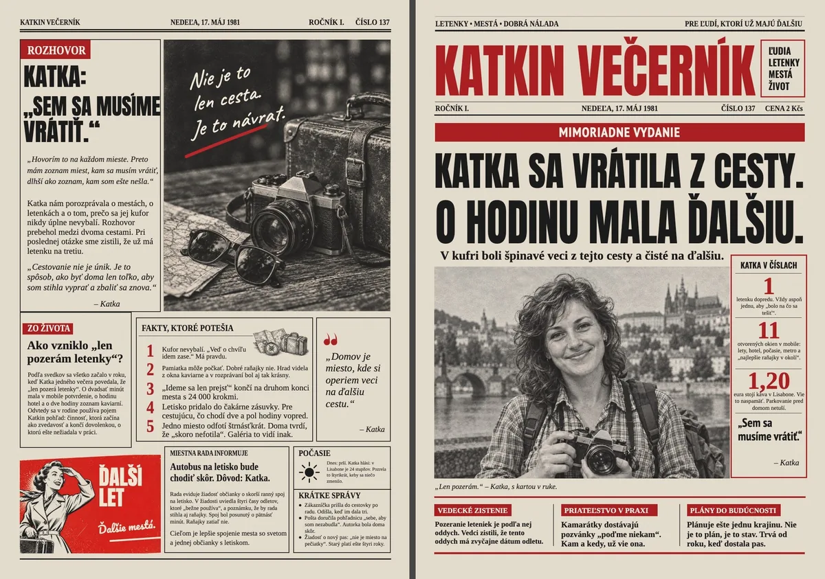 Retro noviny pre cestovateľku
