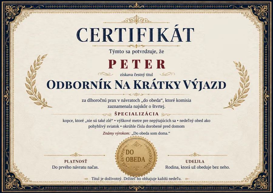 Certifikát v ráme na stene