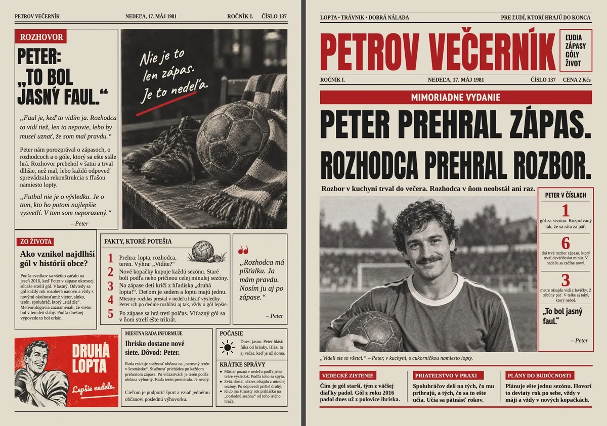 Retro noviny pre futbalistu