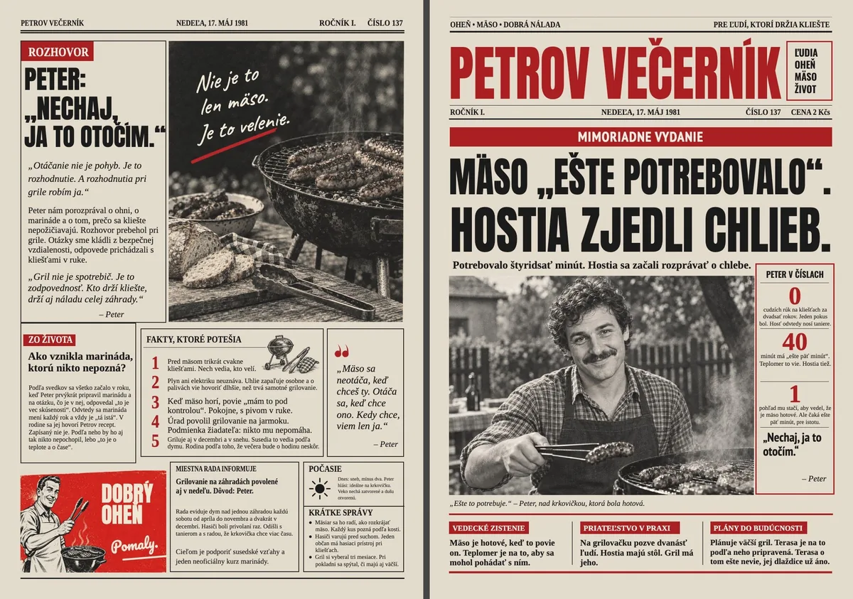 Retro noviny pre grilmajstra