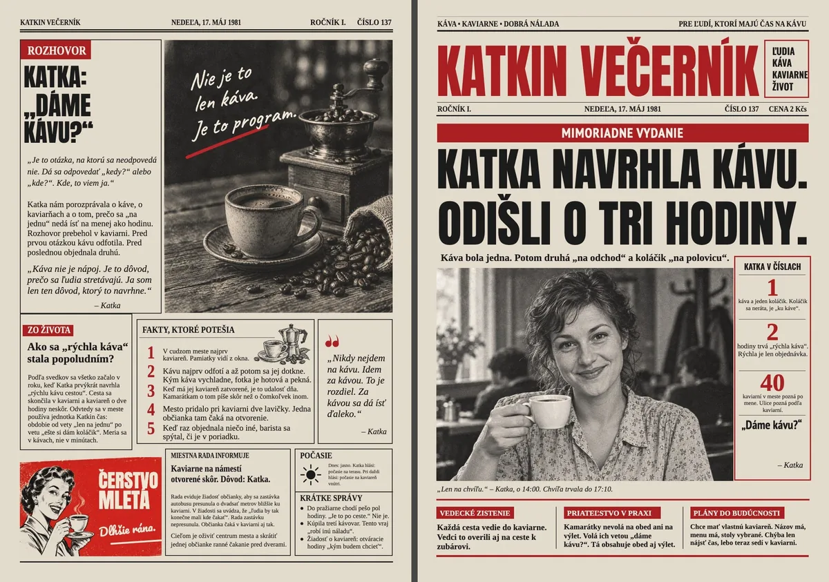 Retro noviny pre kávičkárku