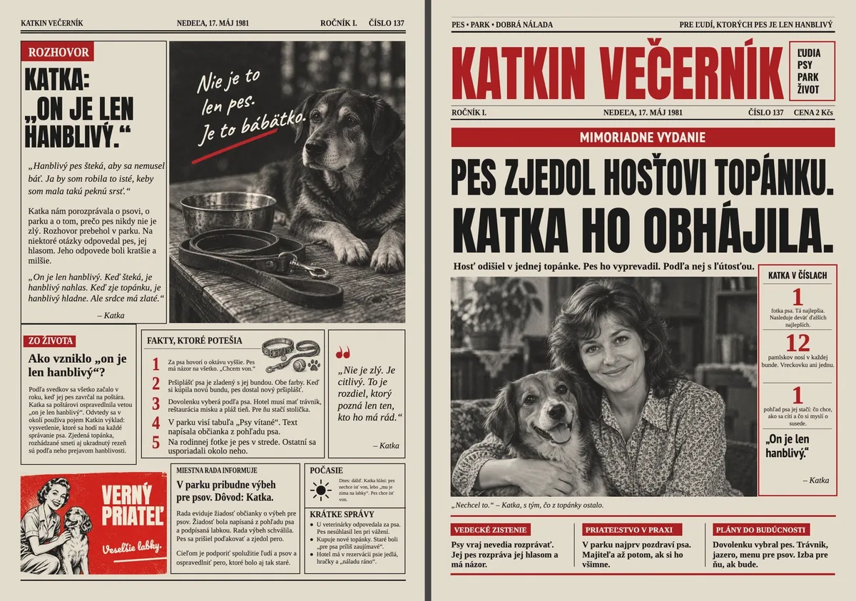 Retro noviny pre psíčkarku